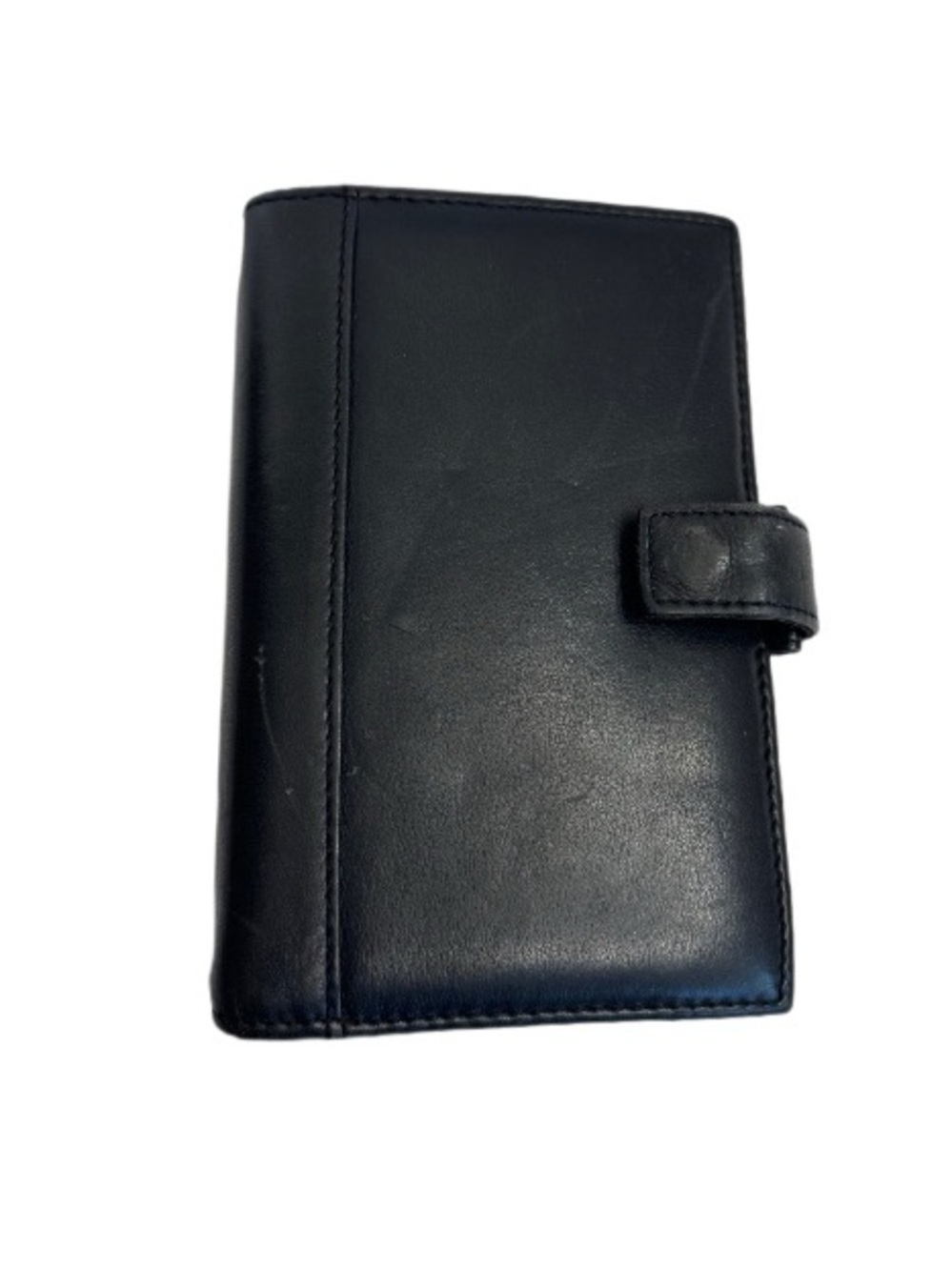 TUMI Black Leather Snap Button Closure 6Ring Planner Organizer Binder Agenda